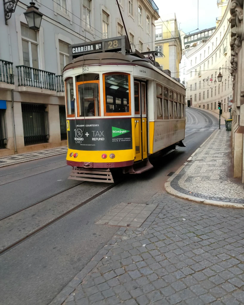 lisbon tram with kids